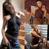 Rita Women's Tank Top Halter Neck Off-Shoulder Can Be Worn In Many Ways Hot Girl Style Slim Waist St