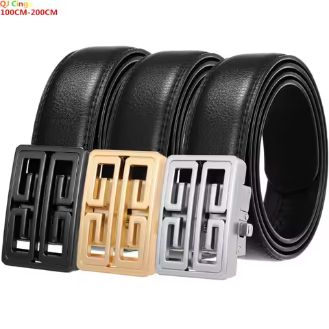 Men's Black Belt, Fashion Casual Belts, Metal Buckle Cinturon Waistband 100cm 110cm 120cm 130cm 140c