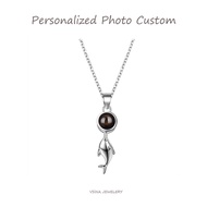 [Sincerer] S925 Sterling Silver Necklace Photo Projection Necklace small Dolphin Pendant Necklace Cu