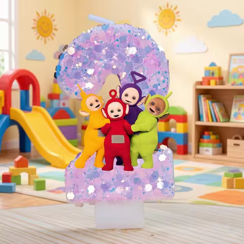Teletubbies Birthday Candles Set Tinky Winky Dipsy Laa-Laa Po Character Wax Candles for Kids First B