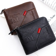 Men's Wallet PU Leather Wallets Classic Purse Retro Zipper Wallets Large Capacity Card Holder Dompet Lelaki 钱包 卡包 男钱夹