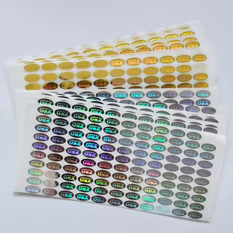1000PCS 12.5X7MM MADE IN THE USA Sticker Hologram Warranty Type Country of Origin Label Silver Or Go