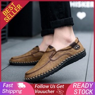 LUNA Leather Men's Flat Moccasin Casual Loafers Hand-stitched Men's Shoes Large Size 38-48