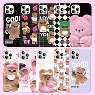 🇰🇷 【 Korean Phone Cases 】 Bear Slim Hard Cover Design Compatible for iPhone 16 15 14 13 12 11 X XS X