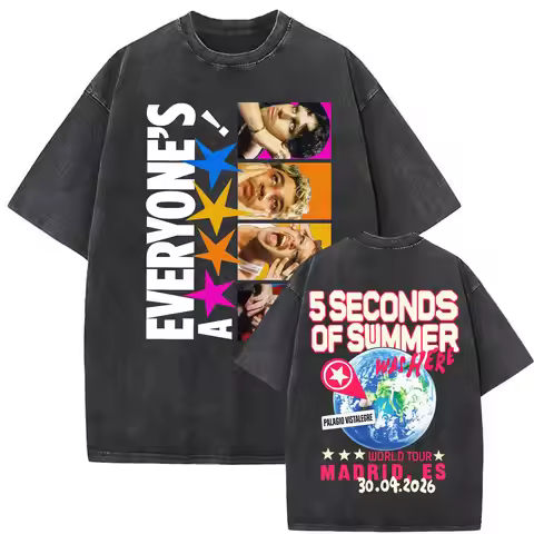 5SOS 5 Seconds of Summer Everyone's A Star World Tour T-shirts Men Women Harajuku Hip Hop Punk Vinta