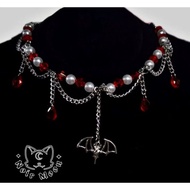 Spider pedantBIG with gothic style bead necklace gothic accessories