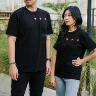 Comeme Des Garcons CDG Play Triple Red Heart Tee Black Original Authentic CDG T-Shirt/