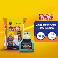 TopCat Adult Meal Dry Cat Food 20kg + TopBreed Shampooch 15mL x 25 sachets