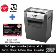 GBC X312 Paper Shredder | FREE GBC Oil Sheet Pack | Shreds Paper Clips and Staples | Cross Cut | 2 Y