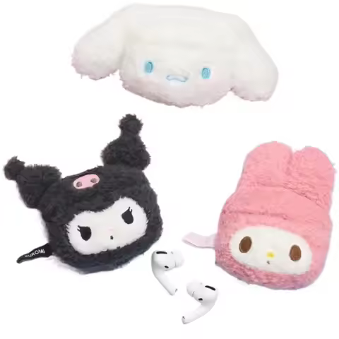 Kawaii Anime Kuromi Cinnamoroll My Melody Plush Earphone Case for AirPods 1 2 Girl Cartoon Bluetooth