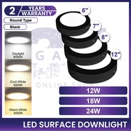 LED Surface Downlight 6Inch 8Inch 12Inch Round / Square 12W 18W 24W Black White Frame Panel Ceiling 