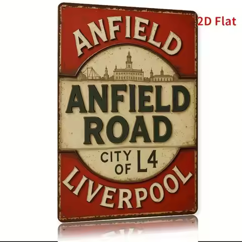 Liverpool L4 Anfield Road Vintage Metal Sign 8x12 Inch Tin Wall Decor for Bar Cafe Farmhouse Coastal