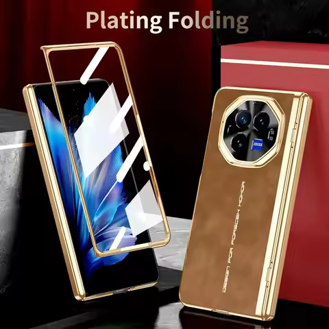 Luxury Electroplated Matte Leather Case for VIVO X Fold 3 Pro X FOLD3 with Tempered Film Camera Prot