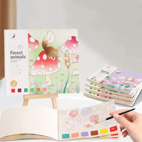 Watercolor coloring book gouache doodle drawing book children's drawing book comes with pigment wate