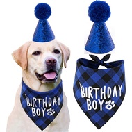 Dog Birthday Party Supplies Pet Birthday Hat and Scarf Doggy Birthday Bandana Set