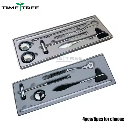4/5 Piece Neurological Hammer Set Percussion Reflex Hammer with Pointed round Triangle T-Shaped Head