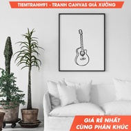 Tranh treo tường Guitar wall art minimalist black white guitar illustration music art sketch poster