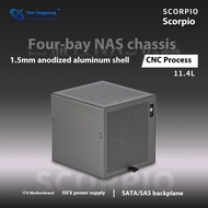 Scorpio 4-cakera Nas Chassis Anod Aluminium Sfx Power Itx Separuh tinggi Pcie Flying Bull Synology S