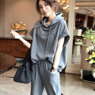 2Pcs/Summer Fashion Set Women Short Sleeve T-shirt+Solid Color Pants Casual Two Piece Suit