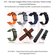 STT 18mm Casio W218H Series Watch Strap - Nylon Stitching Strap Army LookNilon