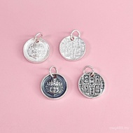 Braided Rope diy Yellow God of Wealth Pendant S999 Round Cake Double-Sided Tag Bracelet Good Fortune