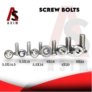 ASIM MOTORCYCLE 1PC STAINLESS SCREW DISC BOLTS 5.5X14.5/5.5X15/5.5X16/6X16/8X20/8X24