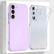 2pcs Solid Purple Transparent Material Minimalist Anti-Drop Phone Case, Compatible With Samsung Gala