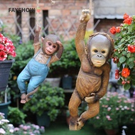 FAYSHOWSG Monkey Statue, Resin Garden Decoration Monkey Hanger Sculpture, Creative Monkey Chimp Wate
