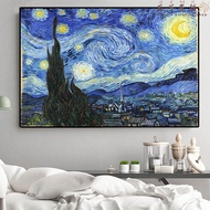 Van Gogh Starry Night ภาพวาดสีน้ำมันบนผ้าใบ S และพิมพ์ภาพตกแต่งผนัง Cuadros สำหรับห้องนั่งเล่นตกแต่งบ้าน