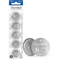 Voniko 3 Volt CR2025 Battery 5 Pack – CR 2025 Button Cell Battery – 2025 Lithium Coin Batteries, 7 Y