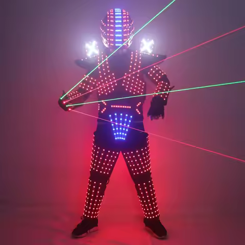 New LED Robot Suit Stage RGB Glowing Jacket Dancer Wears Cosplay Dress Luminous Vest Nightclub Party