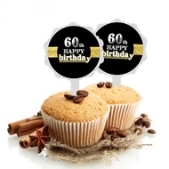 6Pcs 30th 40th 50th 60th Cupcake Toppers Happy Birthday Anniversary Party Cake Decoration