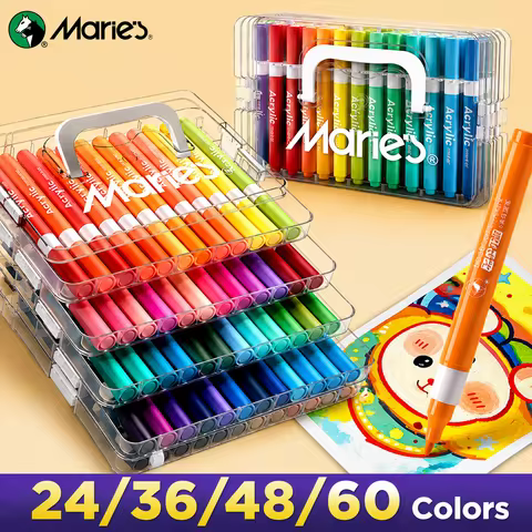 Maries Acrylic Paint Marker Set,24/36/48/60 Colors Painting Pens for Rock,Canvas,Wood,Glass,Ceramic,