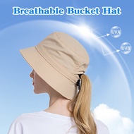 Crosail Women Sun Hat Summer Waterproof Hat Outdoor Mountaineering Ponytail Bucket Hat with String