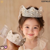 GSFMLO Baby Crown Headband, Hollow Lace Mesh Bow Kids Crown Headpiece,  Crown Shape Girls Crown Hair
