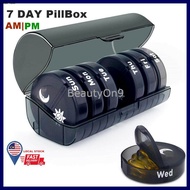 Pill Box Organizer 7 Day 2 Times a Day am pm Medicine Box Bekas Pil Tablet Capsule Storage Container