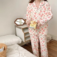 Sweet Cotton Pajama Set For Women Autumn Long Sleeve Cardigan Trousers Homewear Outer Wear Comfortable Breathable Sleepwear