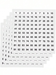 1000pcs Round 1-100 Numeric Self-Adhesive Labels, PVC Waterproof Number Stickers Suitable For Storag