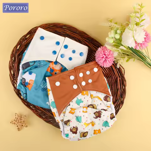 Pororo Washable Baby Diapers Reusable Ecological Cloth Diapers All In Two Adjustable Real Pocket Nap