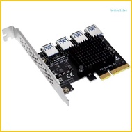 BTM PCI-E Riser Board 1 to 4 GPU Extender Riser Card USB 3 0 GPU Adapter 16X Slots