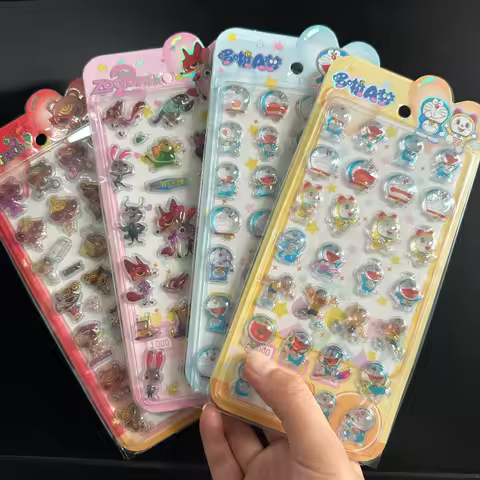 2026 New Doraemon 3D Stereoscopic Crystal Stickers Creative Handbooks Stereoscopic Decoration Sticke
