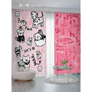 Dopamine ins Style Cartoon Cute Puppy Paradise Living Room Bedroom Children's Room Blackout Curtains