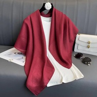 Shoulder scarf with bow tie, 90x90cm shirt, made of soft cotton linen, unisex plain panel. Office sc