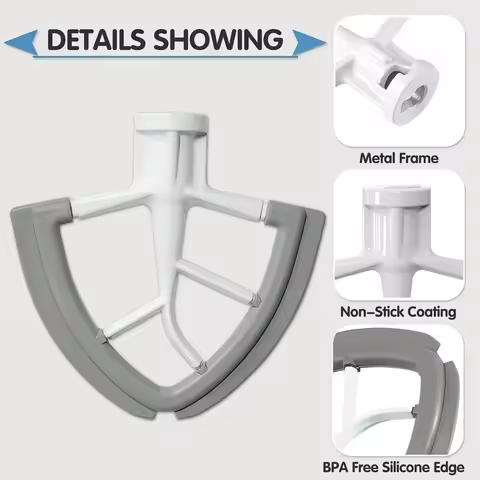 KitchenAid Flex Edge Beater 4.5-5QT Silicone Mixer Paddle Auto-Scrape Attachment Compatible with KSM