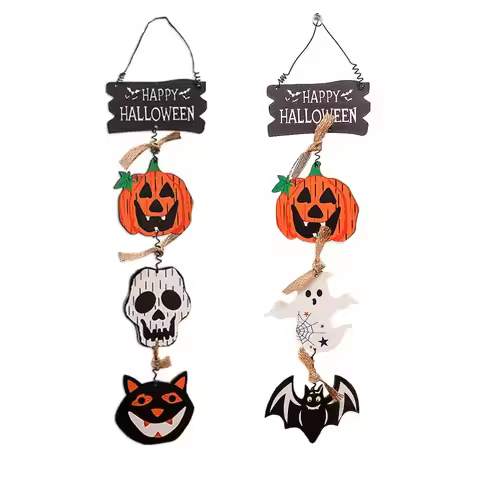 Halloween Wooden Decorations Pumpkin Ghost Pendants Halloween Ornament Ghost Festival Trick or Treat