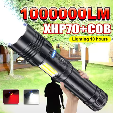 High Power Led Flashlight 1000000LM Powerful LED Flashlight Portable USB Rechargeable Lamp 2600mah E