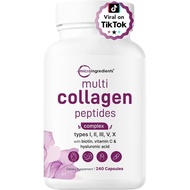 Men Women Miniature Multi-Collagen Supplement, 240 Capsules |   I, I, I, II, III, V, X Type Hydrolyz
