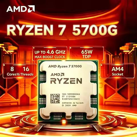 AMD Ryzen 7 5700G Zen3 Vermeer 7nm APU 8C16T 4.6GHz AM4 Socket Radeon Vega 8 iGPU DDR4 65W Unlocked 