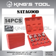 SATAGOOD/ SRUNV SOCKET SET 1/4” + 3/8” + 1/2” (E)(14PCS/SET) E STAR SOCKET SET/ CR-V REPAIRING TOOL 