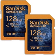 SanDisk 128GB 2-Pack Outdoors 4K SDXC UHS-I Memory Card (2x128GB) - Up to 180MB/s, C10, U3, V30, Tra